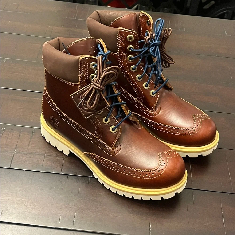 Timberland 6” Premium Waterproof Brogue Boots new brown Mens Size 8